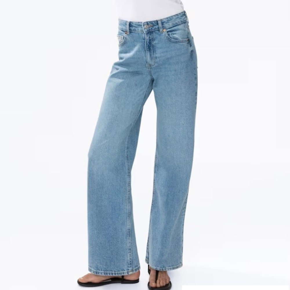 H&M Harper High Rise Wide Leg Light Denim‎ Blue Jeans Womens 14